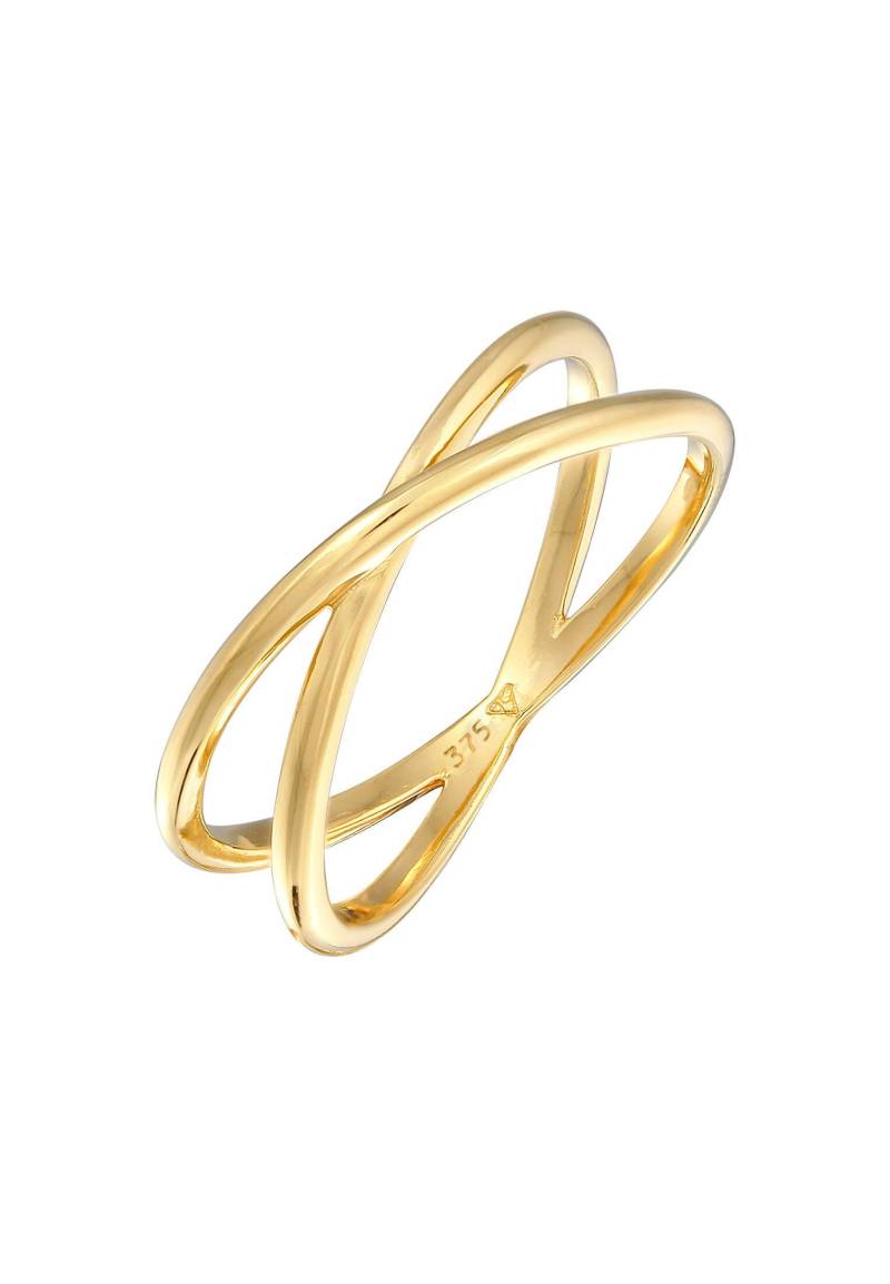 Ring X Kreuz Wickelring 375 Gelbgold Damen Gold 52mm von Elli