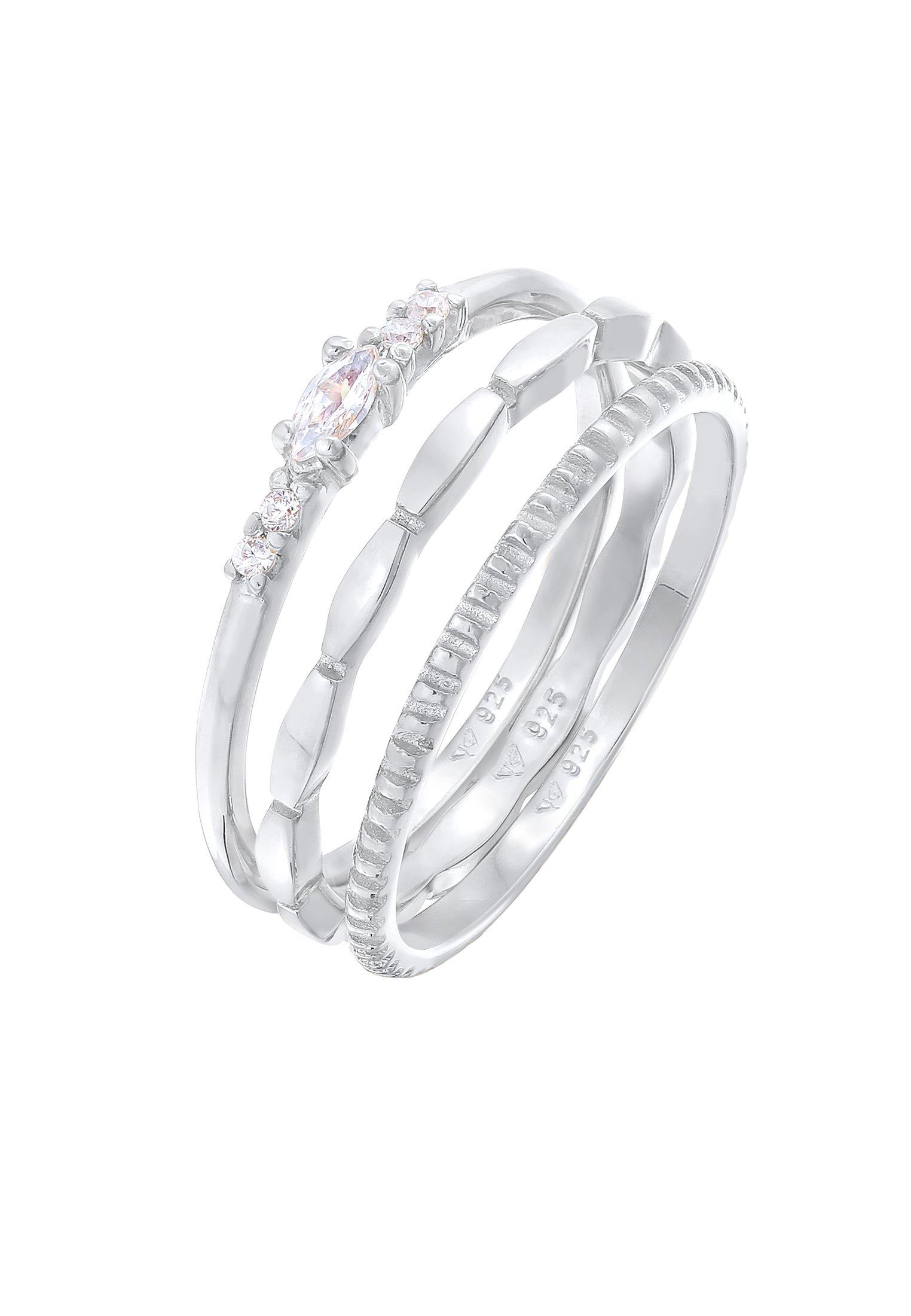 Ring Zirkonia Marquise Basic Stapelring Damen Silber 52mm von Elli