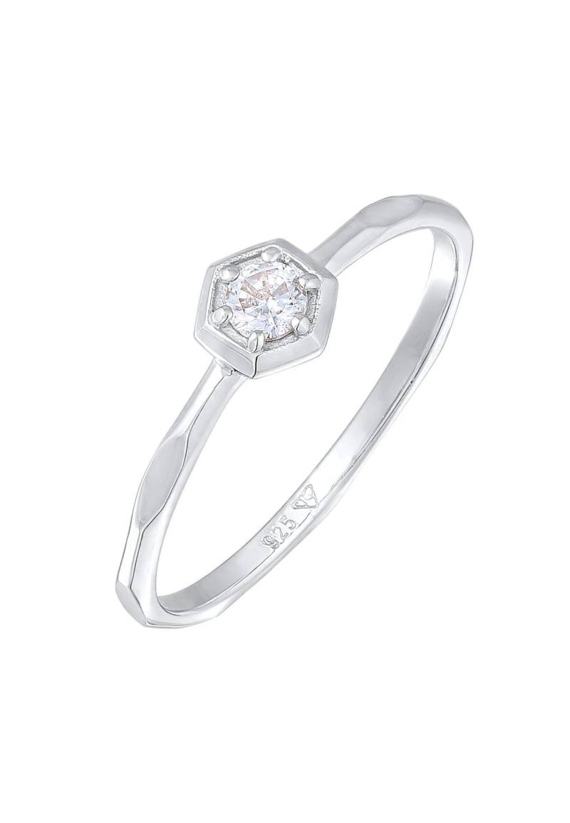 Ring Zirkonia Octagon Solitär Damen Silber 58mm von Elli