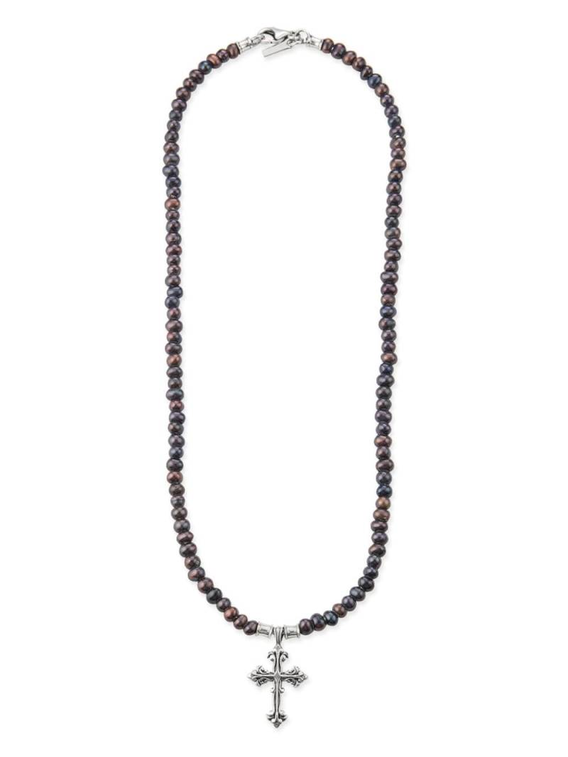 Emanuele Bicocchi Avelli Cross pearl necklace - Silver von Emanuele Bicocchi