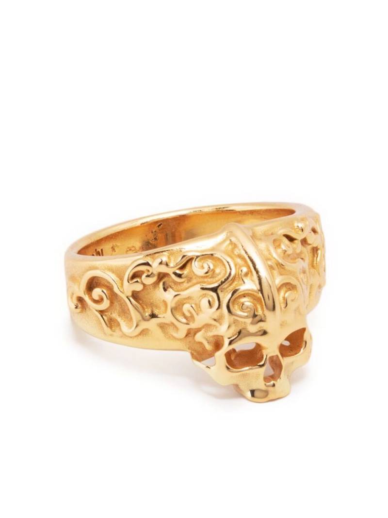 Emanuele Bicocchi Gold Small arabesque Skull ring von Emanuele Bicocchi