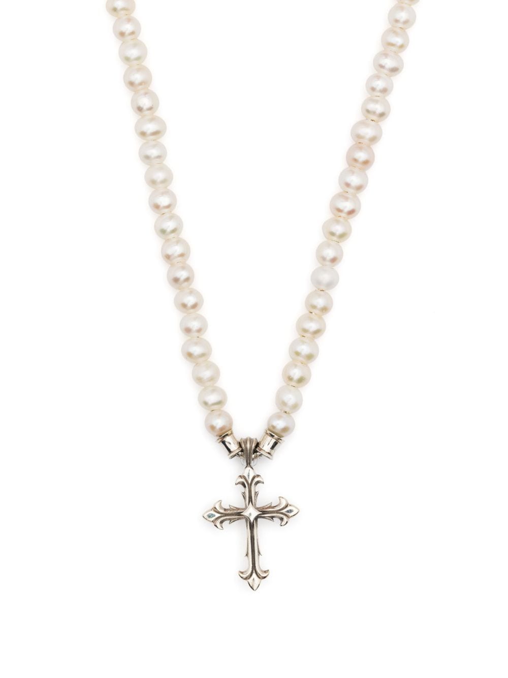 Emanuele Bicocchi cross-pendant pearl-embellished necklace - White von Emanuele Bicocchi