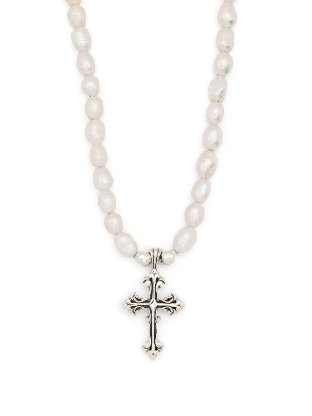 Emanuele Bicocchi pearl necklace with cross - White von Emanuele Bicocchi