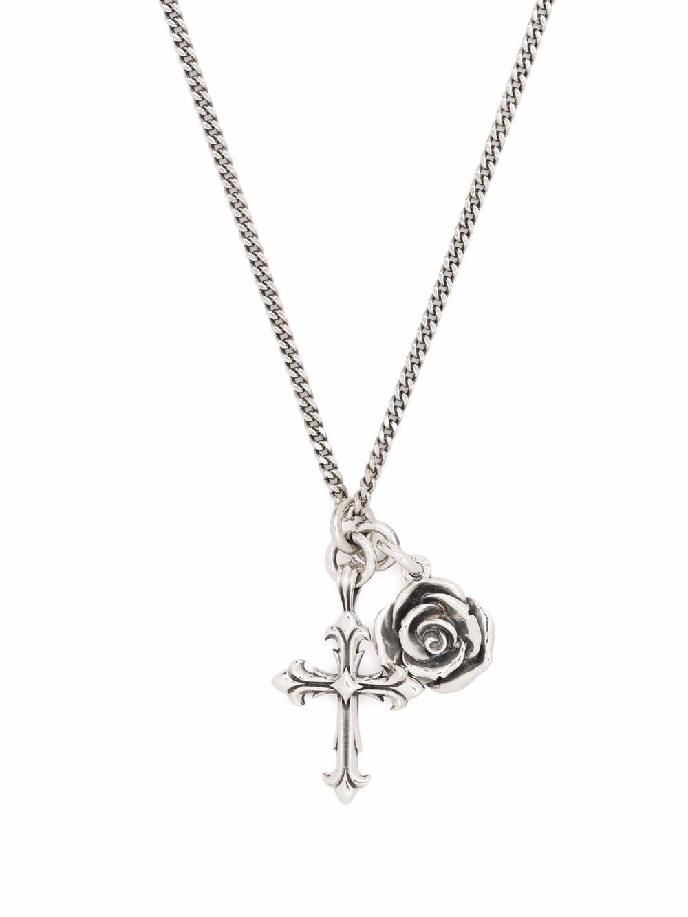 Emanuele Bicocchi rose and cross pendant necklace - Silver von Emanuele Bicocchi