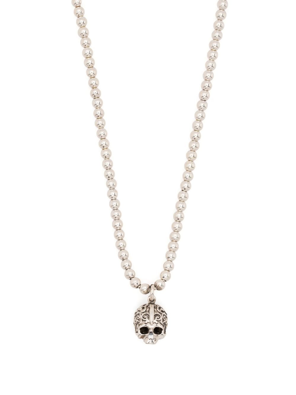 Emanuele Bicocchi skull pendant beaded necklace - Silver von Emanuele Bicocchi