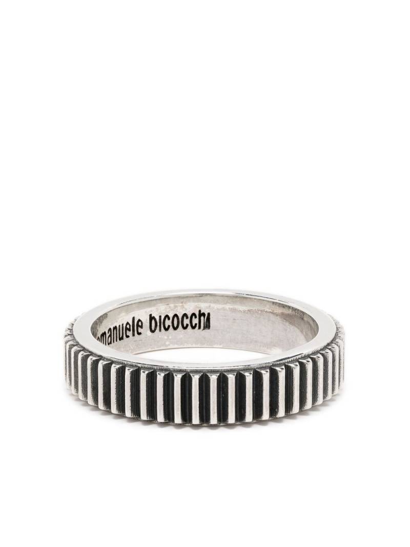 Emanuele Bicocchi striped band ring - Silver von Emanuele Bicocchi