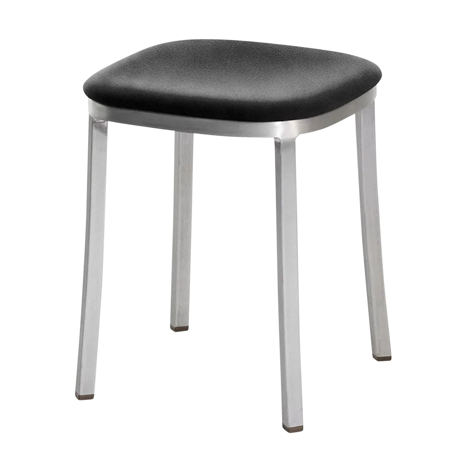 1 Inch Reclaimed Polypropylene Small Stool Hocker, Gestell aluminium, gebürstet, Farbe blue von Emeco