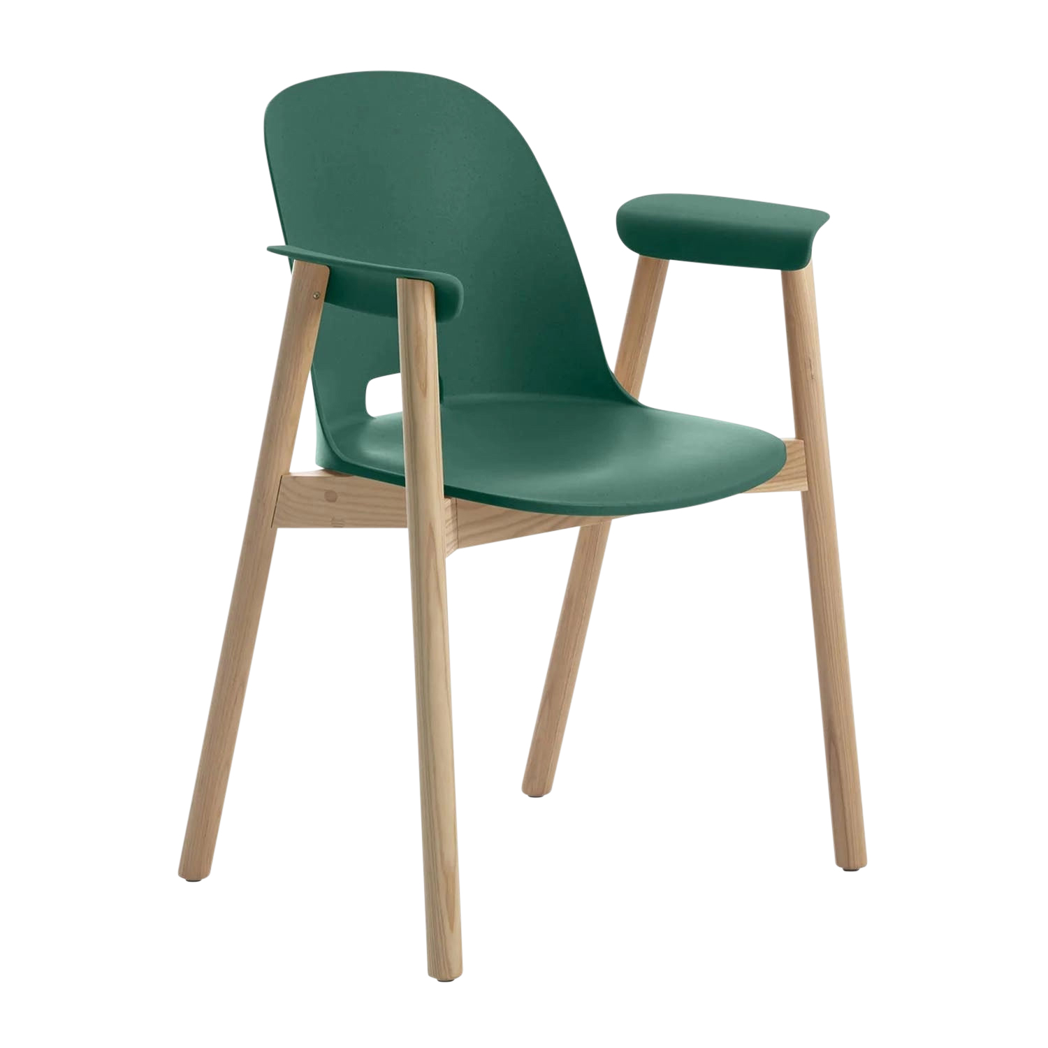 Alfi Armchair Armlehnstuhl, Gestell holz, esche dunkel gebeizt, Sitzschale red von Emeco