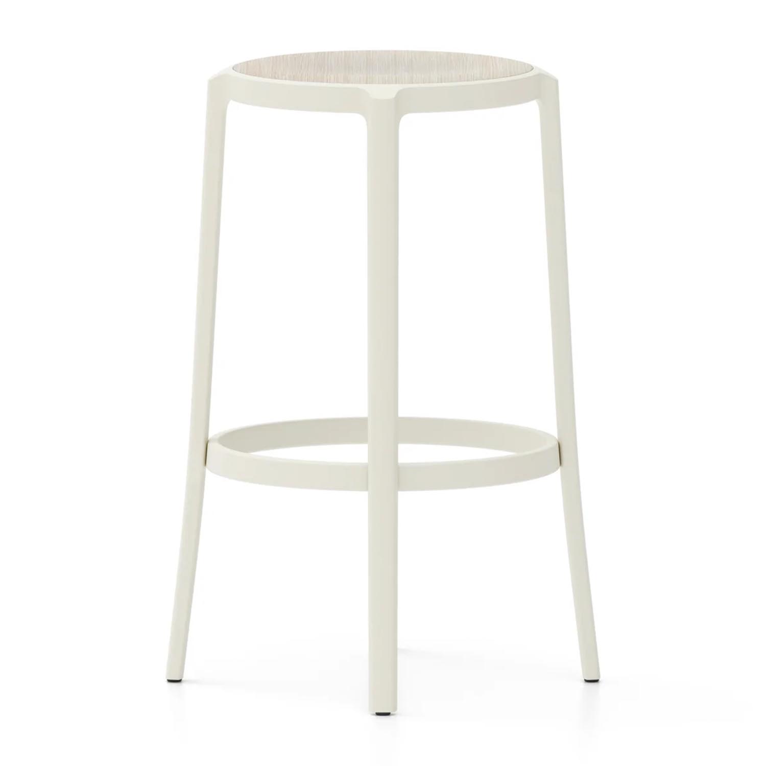 On & On Plywood Seat Barstool Barstuhl, Farbe white, Sitz holz, eiche von Emeco