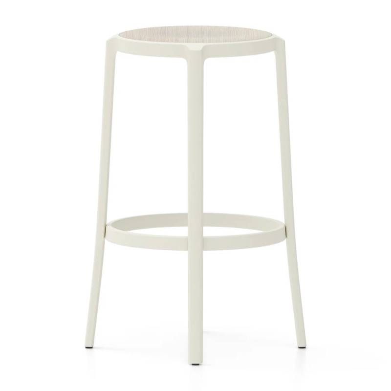 On & On Plywood Seat Barstool Barstuhl, Farbe white, Sitz holz, eiche von Emeco