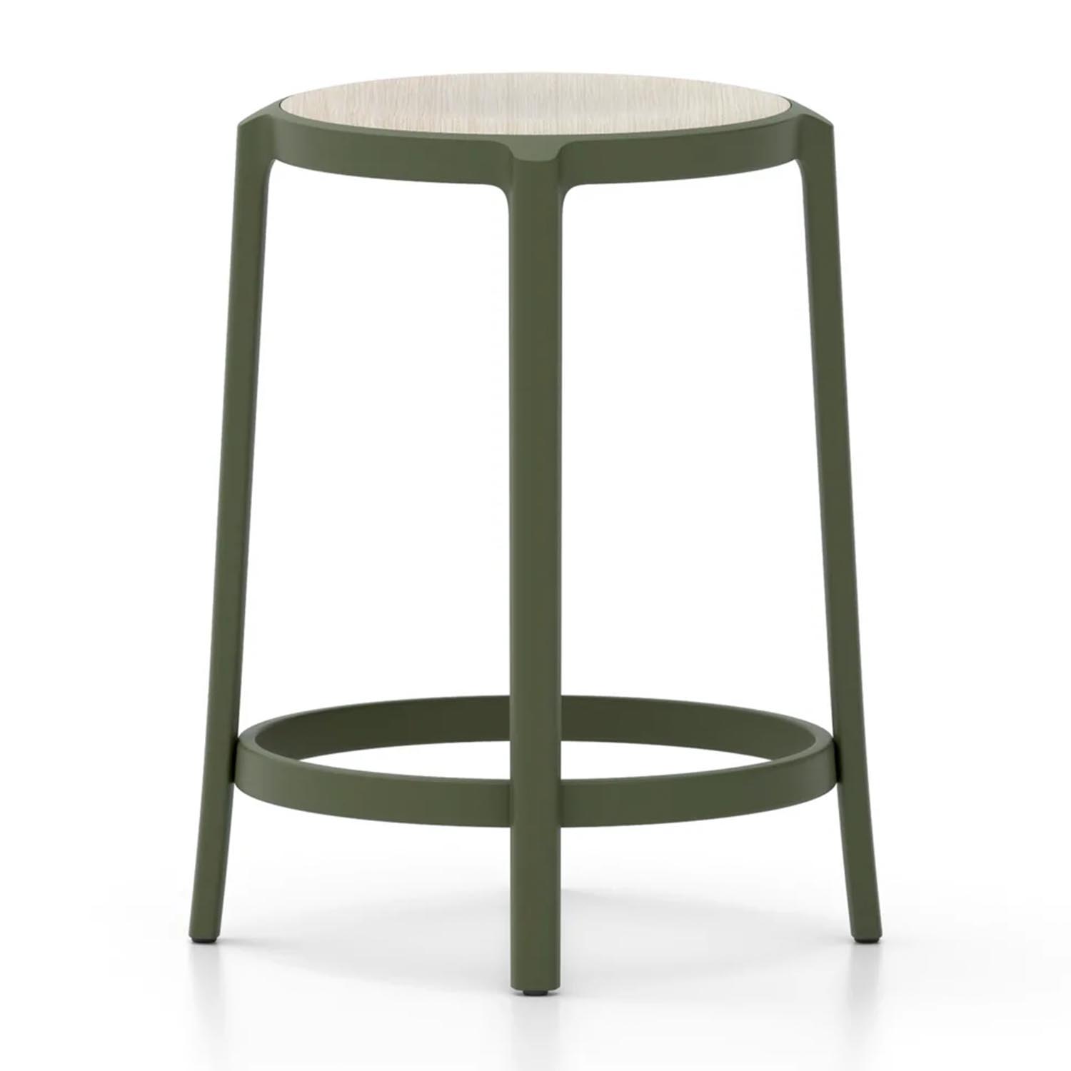 On & On Plywood Seat Counter Stool Hochstuhl, Farbe green, Sitz holz, eiche von Emeco