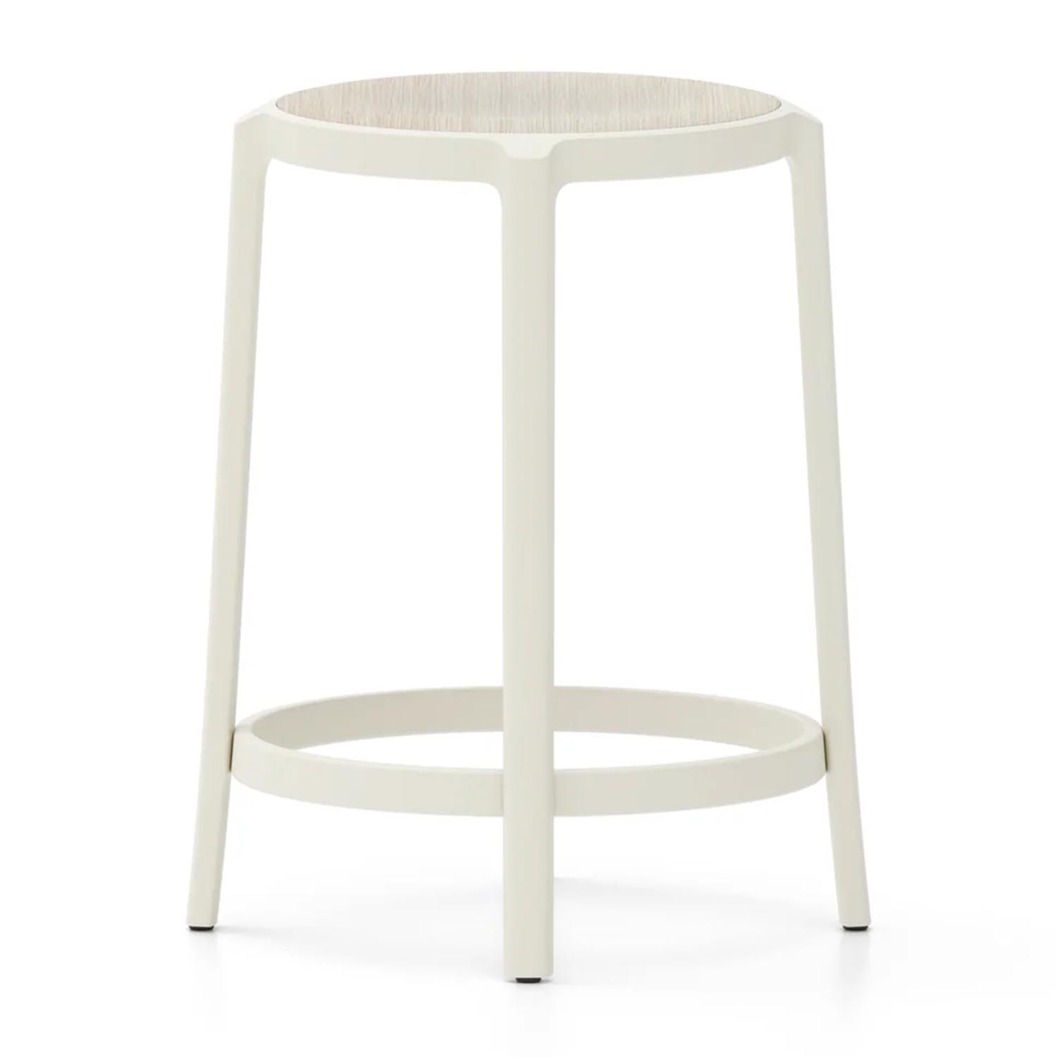 On & On Plywood Seat Counter Stool Hochstuhl, Farbe white, Sitz holz, eiche von Emeco