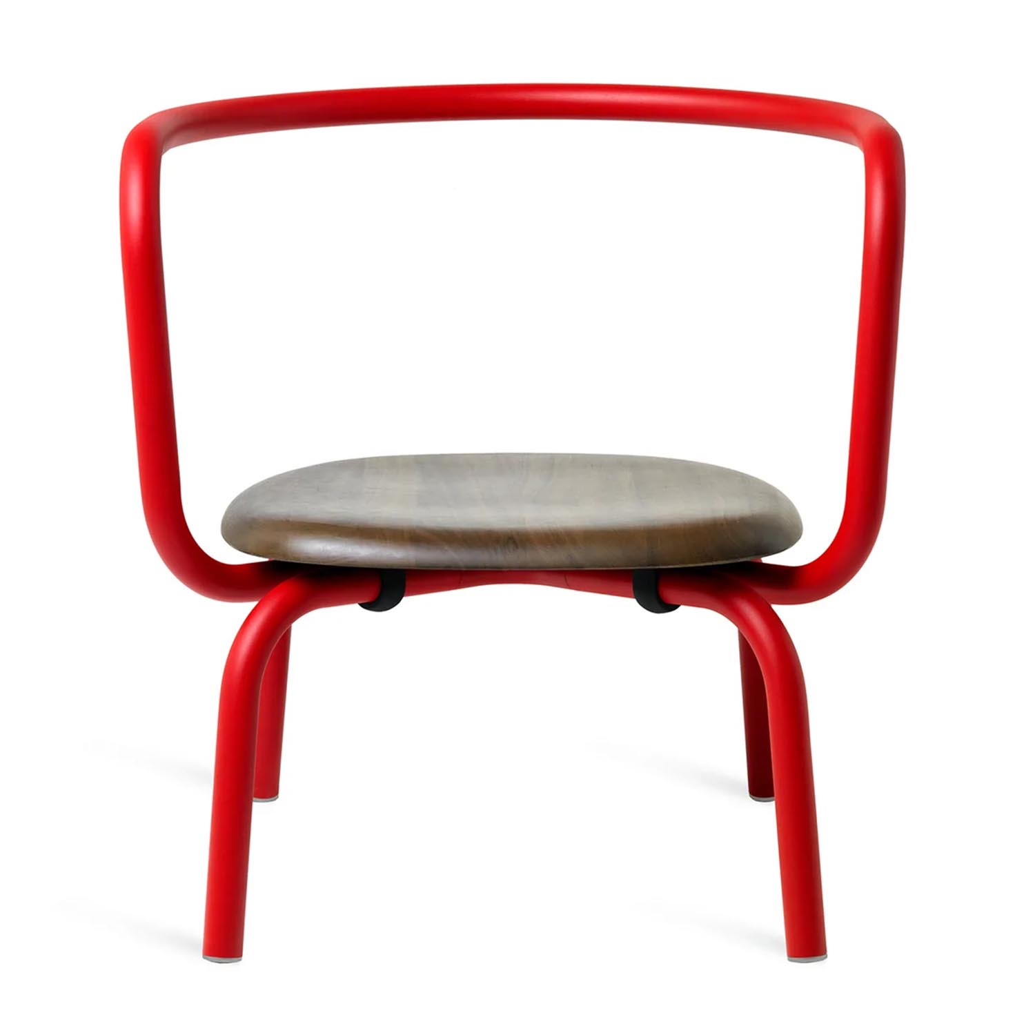 Parrish Lounge Chair Sessel, Gestell aluminium, rot pulverbeschichtet, Sitz holz, nussbaum Parrish Lounge Chair Sessel, Gestell aluminium, rot pulverbeschichtet, Sitz holz, nussbaum von Emeco