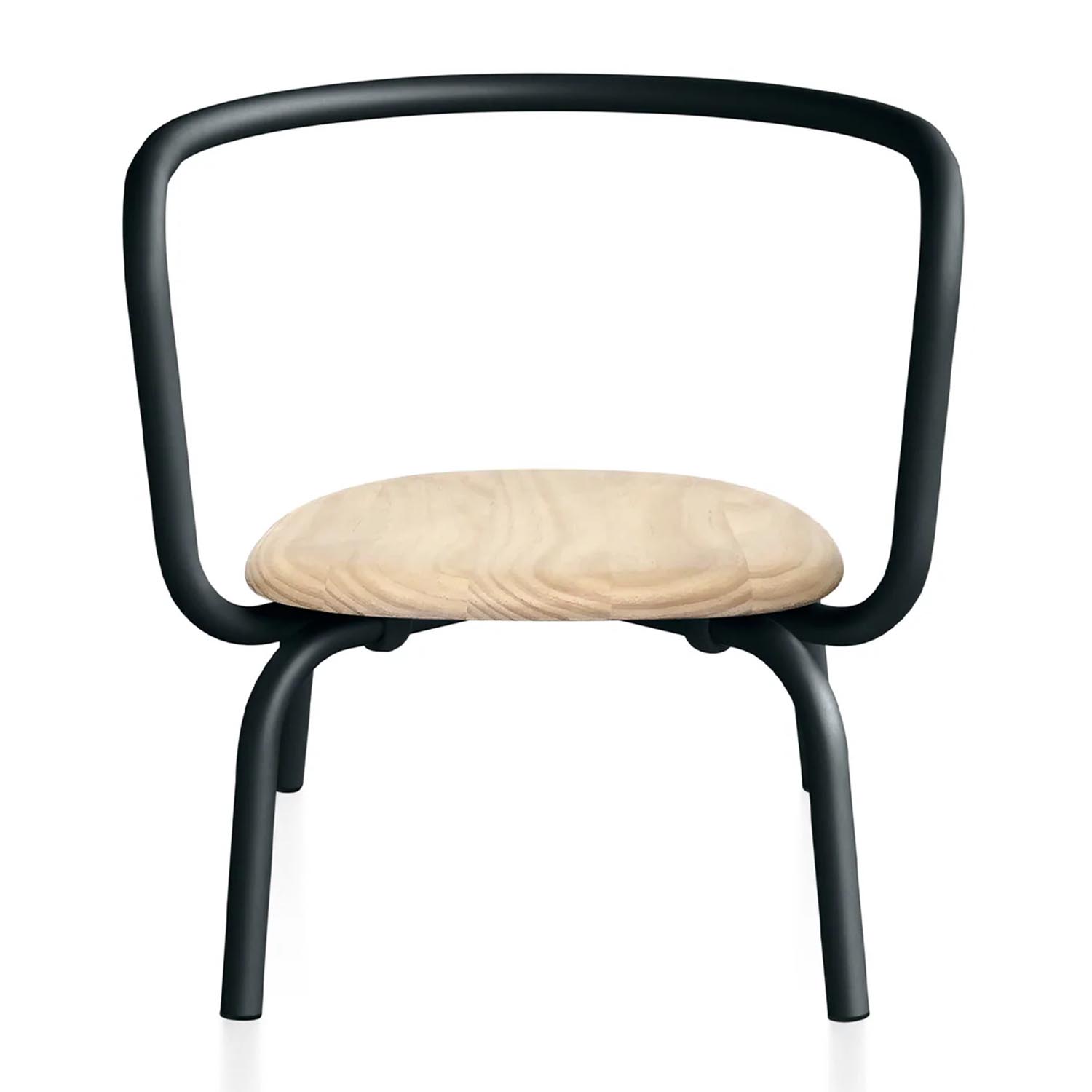 Parrish Lounge Chair Sessel, Gestell aluminium, schwarz pulverbeschichtet, Sitz holz, accoya von Emeco