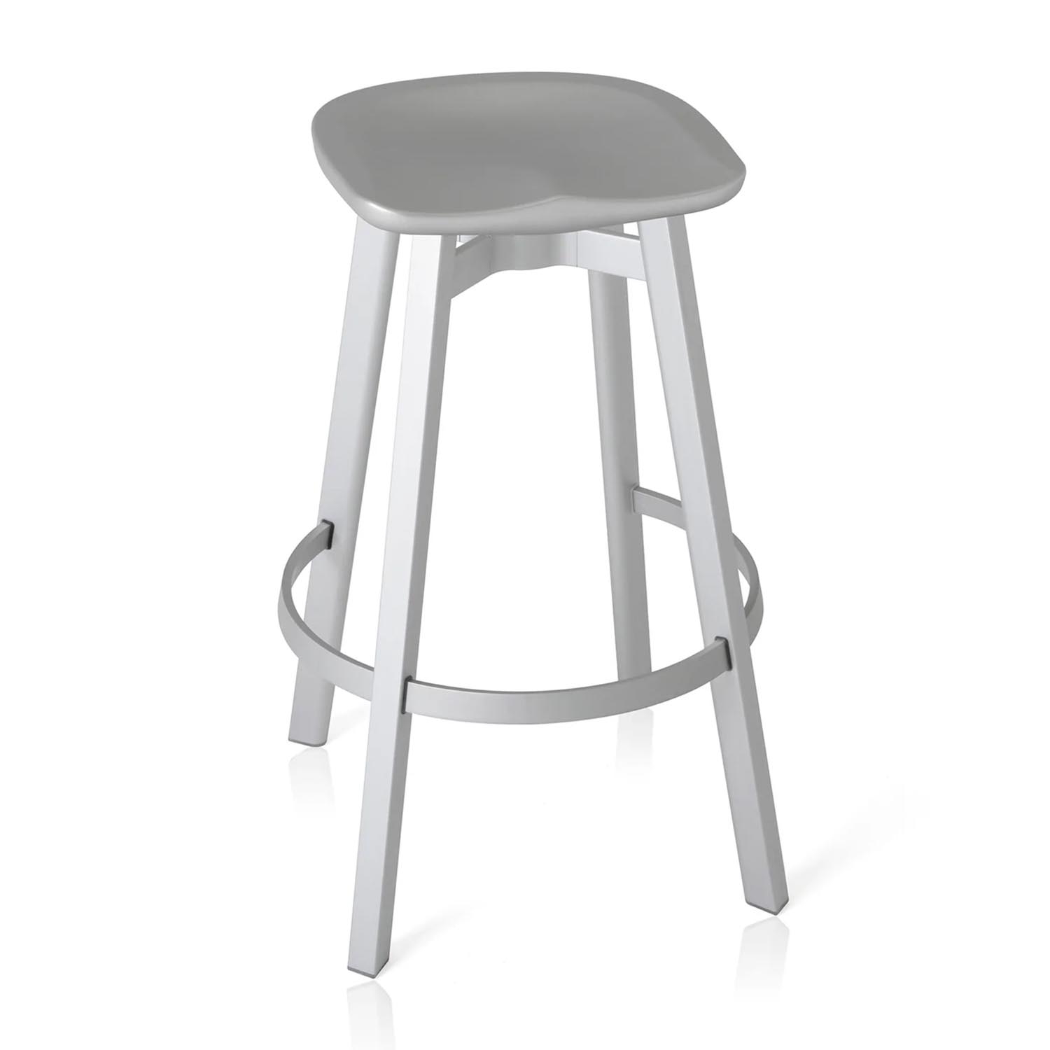 SU Barstool Barstuhl, Sitz polyethylen, flint grey, Gestell aluminium, eloxiert von Emeco