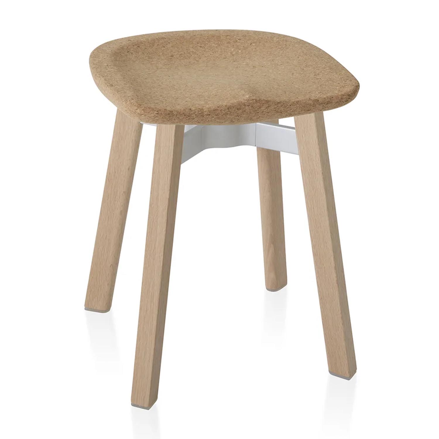 SU Small Stool Hocker, Sitz kork, Gestell holz, natural von Emeco