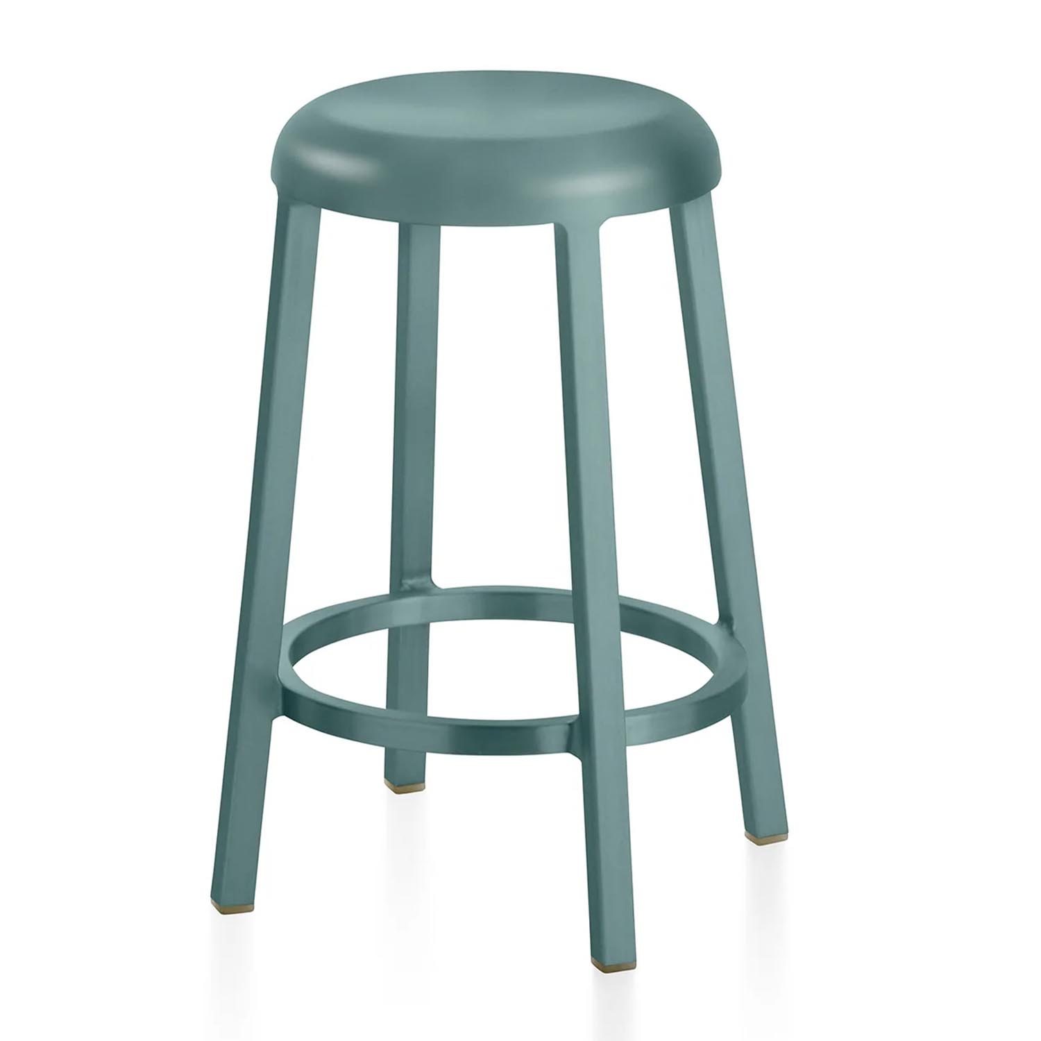 ZA Counter Stool Hochstuhl, Ausführung aluminium, light blue von Emeco