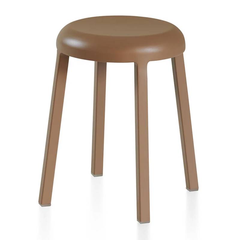 ZA Small Stool Hocker, Ausführung aluminium, sweater brown von Emeco