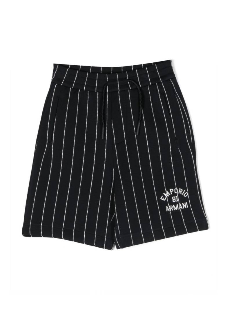 Emporio Armani Kids embroidered-logo striped shorts - Blue von Emporio Armani Kids