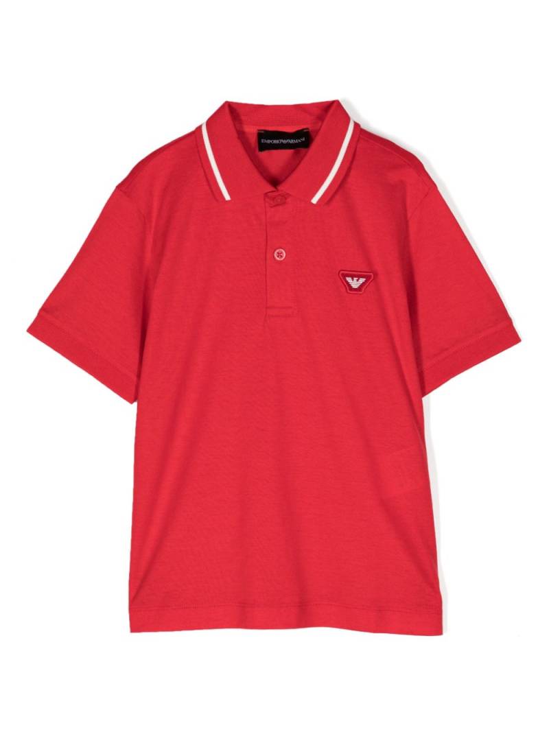 Emporio Armani Kids Eagle-appliqué jersey polo shirt - Red von Emporio Armani Kids