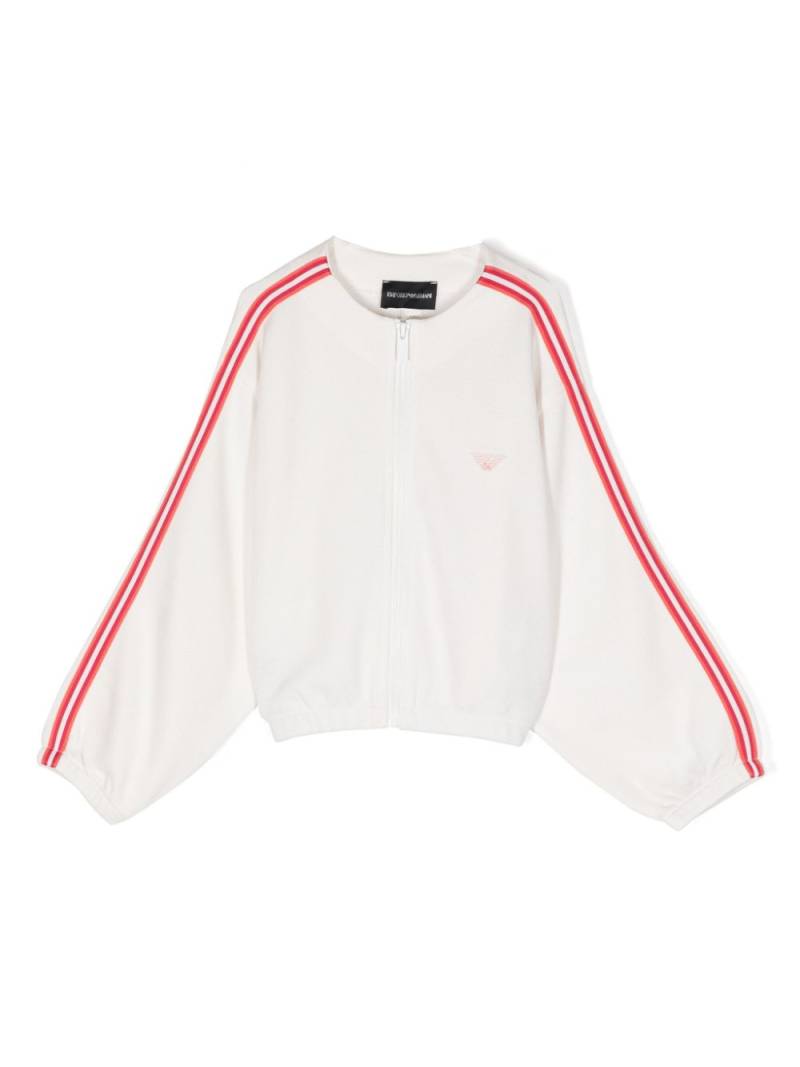 Emporio Armani Kids Eagle-appliqué side-stripe jacket - White von Emporio Armani Kids