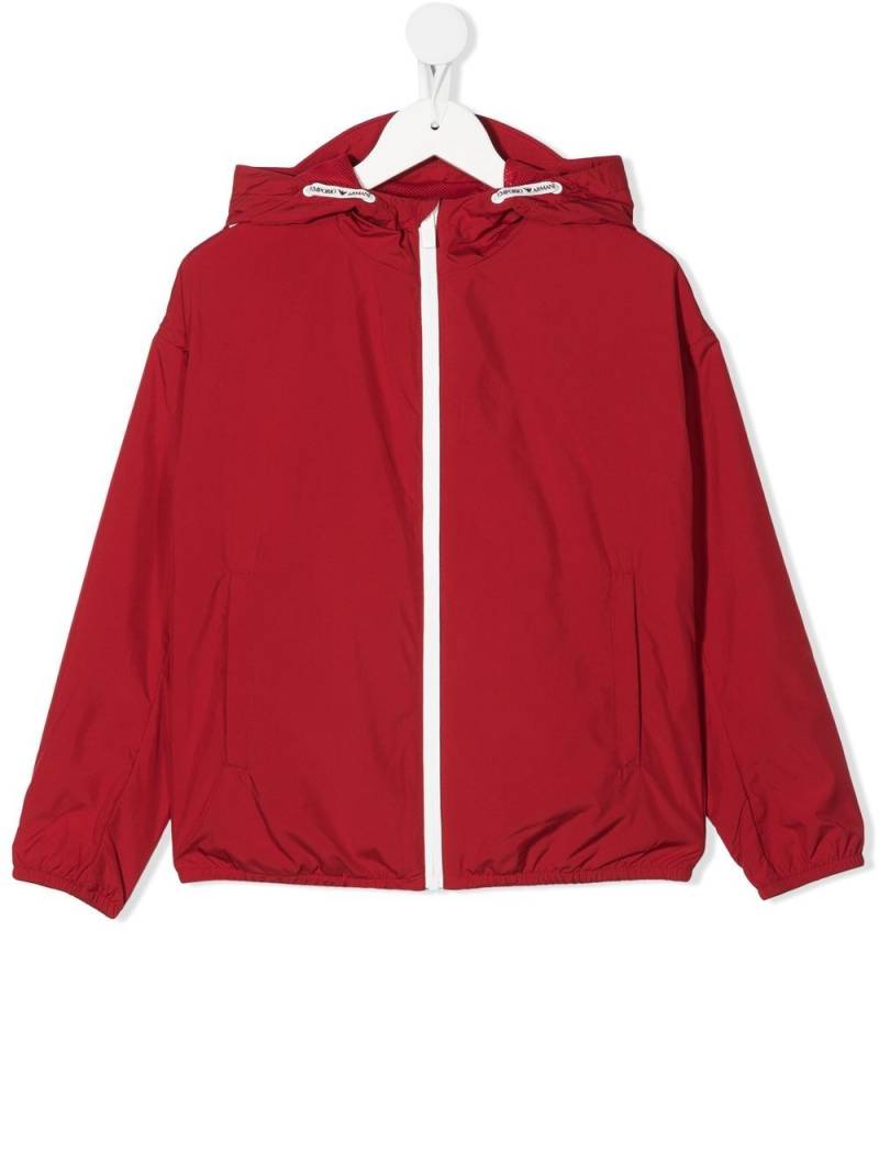 Emporio Armani Kids TEEN logo print zip hooded jacket - Red von Emporio Armani Kids