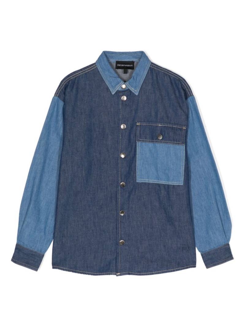 Emporio Armani Kids colour-block denim shirt - Blue von Emporio Armani Kids