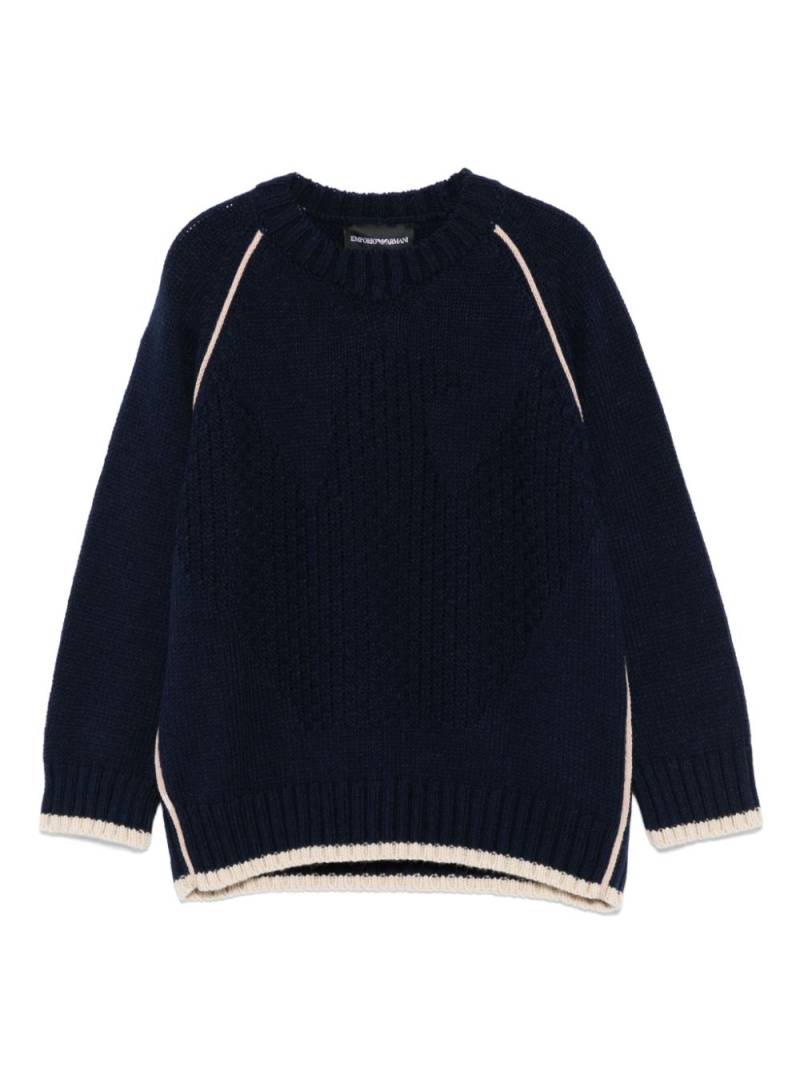 Emporio Armani Kids contrast-trim sweater - Blue von Emporio Armani Kids