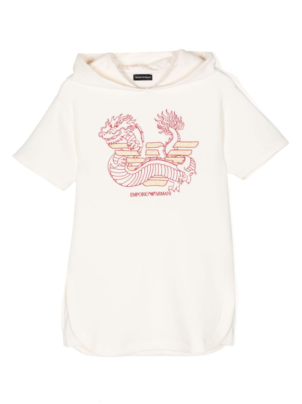 Emporio Armani Kids dragon-embroidered jersey minidress - Neutrals von Emporio Armani Kids