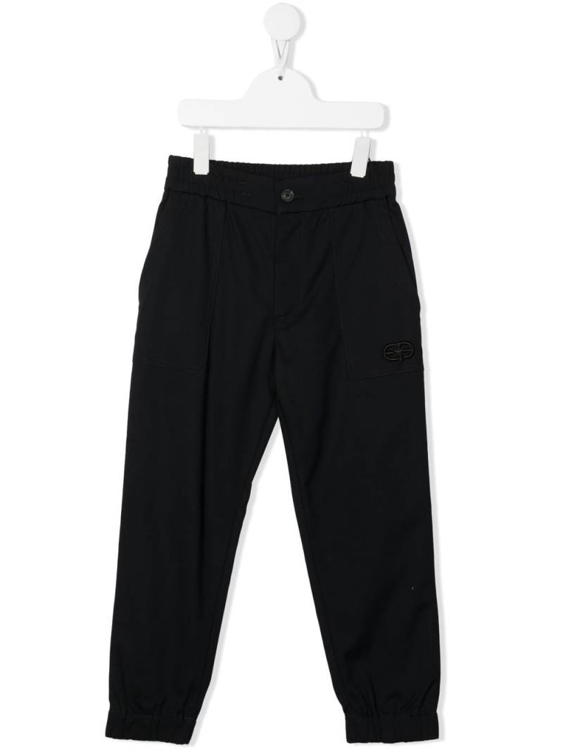 Emporio Armani Kids embroidered-logo four-pocket straight trousers - Blue von Emporio Armani Kids