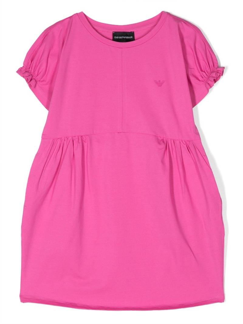 Emporio Armani Kids embroidered-logo ruched-detail dress - Pink von Emporio Armani Kids