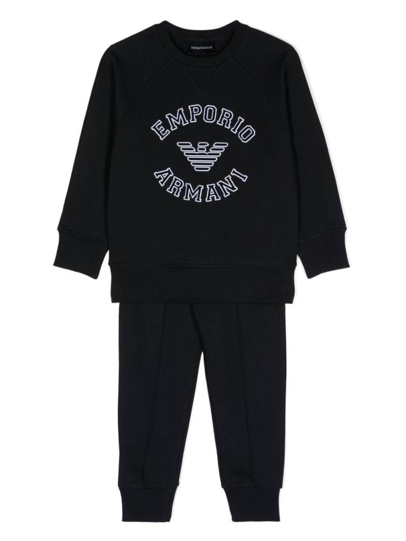 Emporio Armani Kids flocked-logo cotton tracksuit - Blue von Emporio Armani Kids