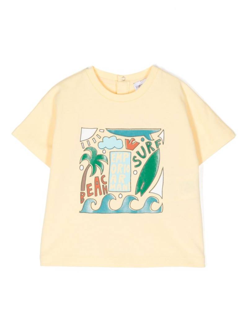 Emporio Armani Kids graphic-print cotton T-shirt - Yellow von Emporio Armani Kids