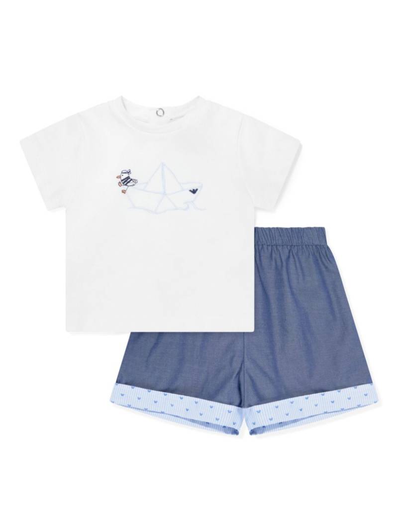 Emporio Armani Kids graphic-print cotton short set - White von Emporio Armani Kids