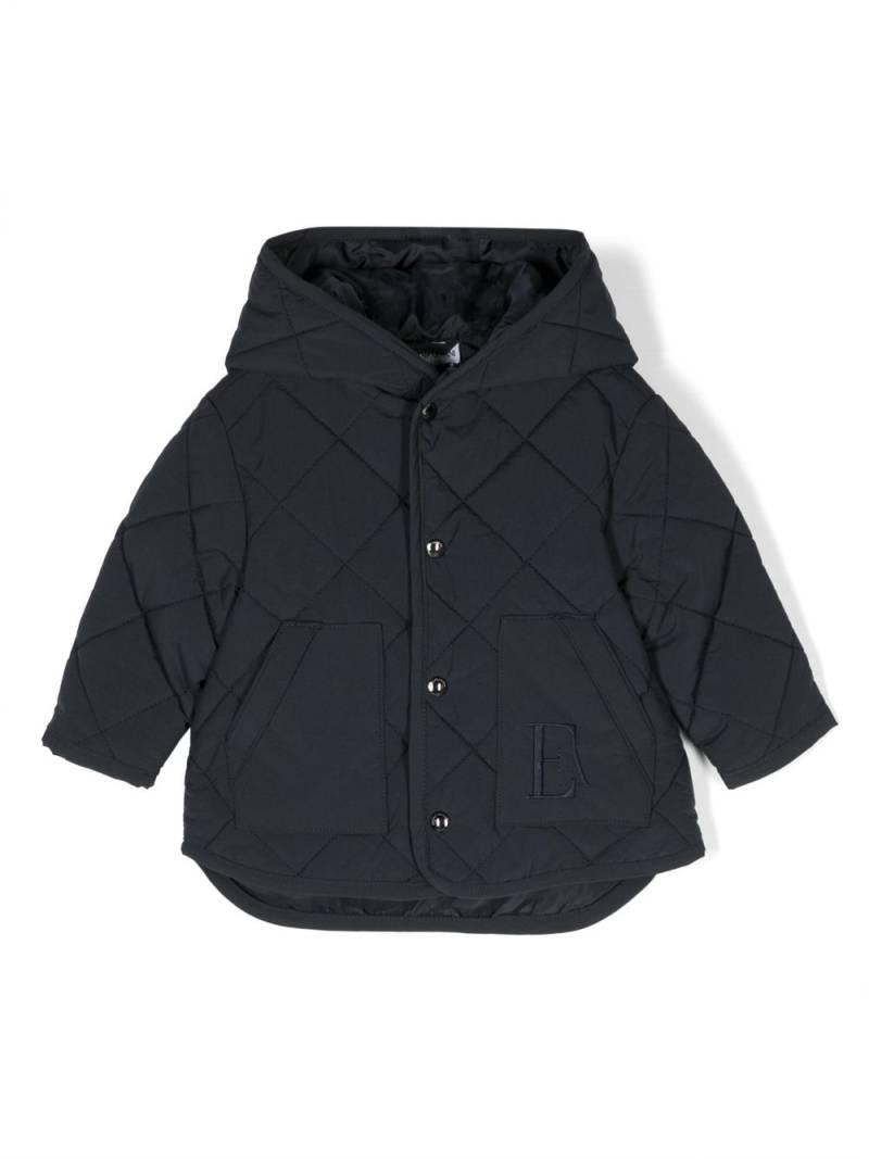 Emporio Armani Kids hooded button-up padded jacket - Blue von Emporio Armani Kids