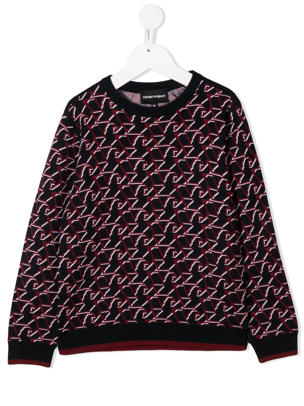 Emporio Armani Kids intarsia-knit crew neck jumper - Black von Emporio Armani Kids