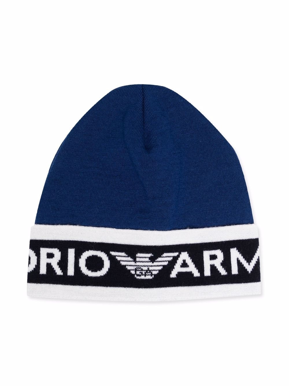 Emporio Armani Kids intarsia-knit logo beanie - Blue von Emporio Armani Kids