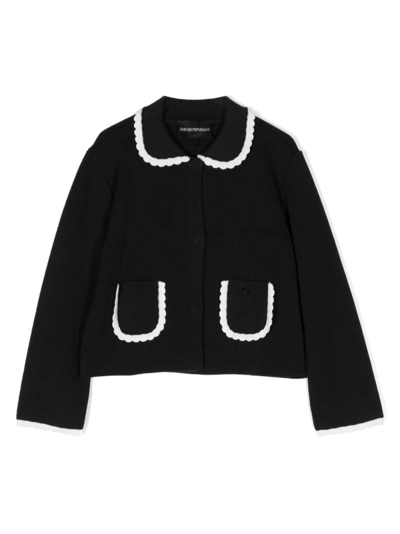 Emporio Armani Kids lace-trimmed cotton cardigan - Black von Emporio Armani Kids