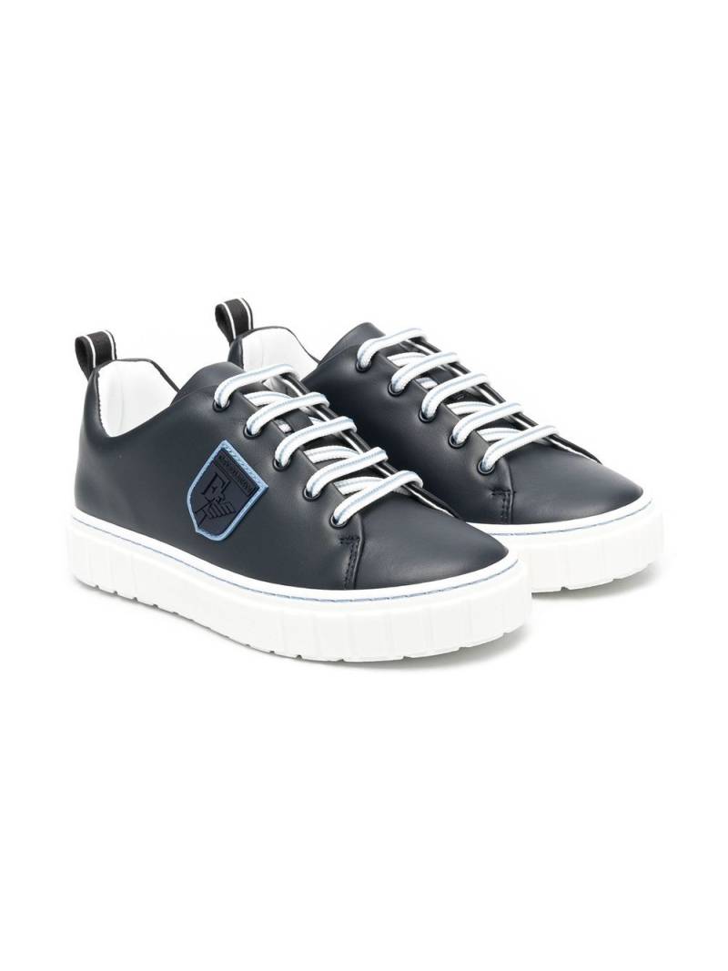 Emporio Armani Kids leather lo-top sneakers - Blue von Emporio Armani Kids