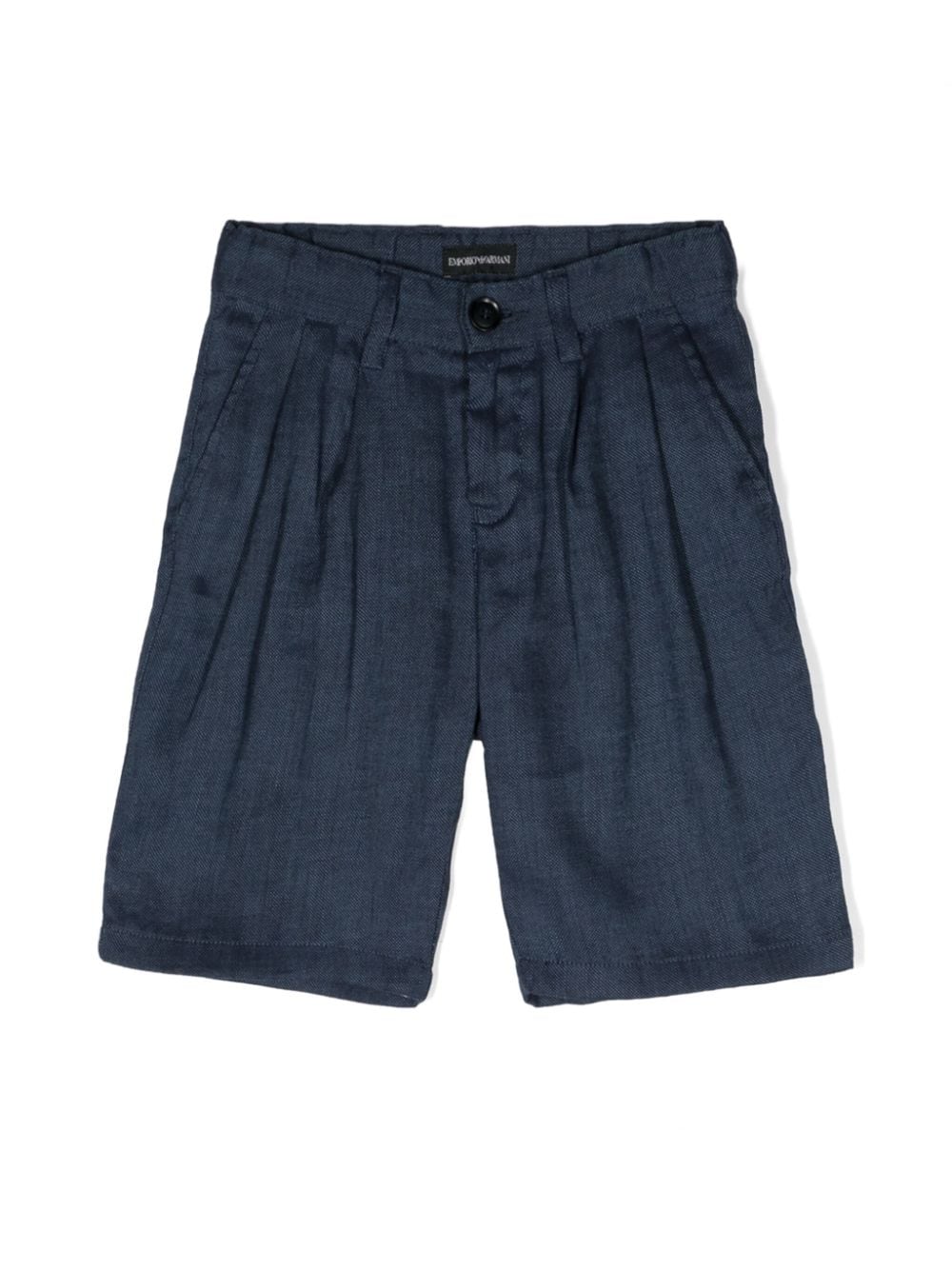 Emporio Armani Kids linen-blend smart shorts - Blue von Emporio Armani Kids