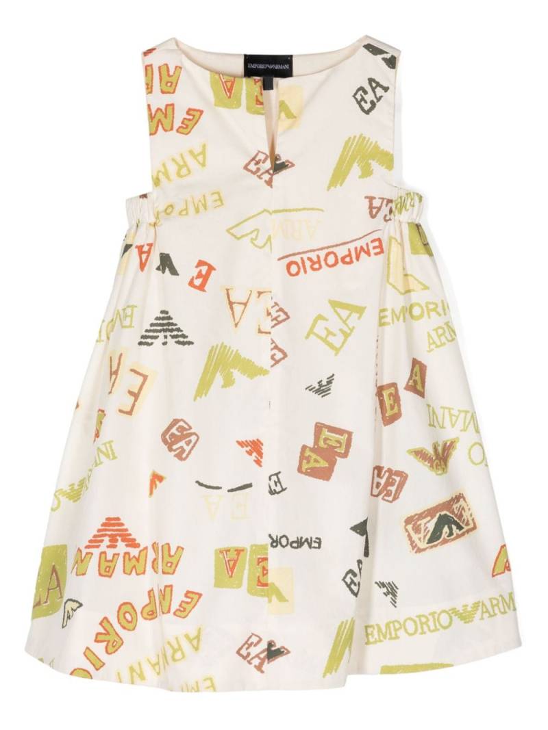 Emporio Armani Kids log-print A-line dress - Neutrals von Emporio Armani Kids