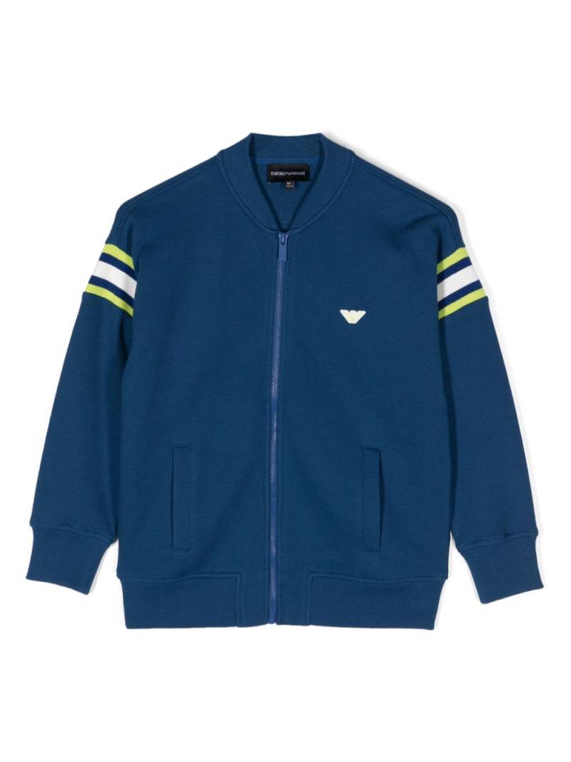 Emporio Armani Kids logo-appliqué cotton jacket - Blue von Emporio Armani Kids