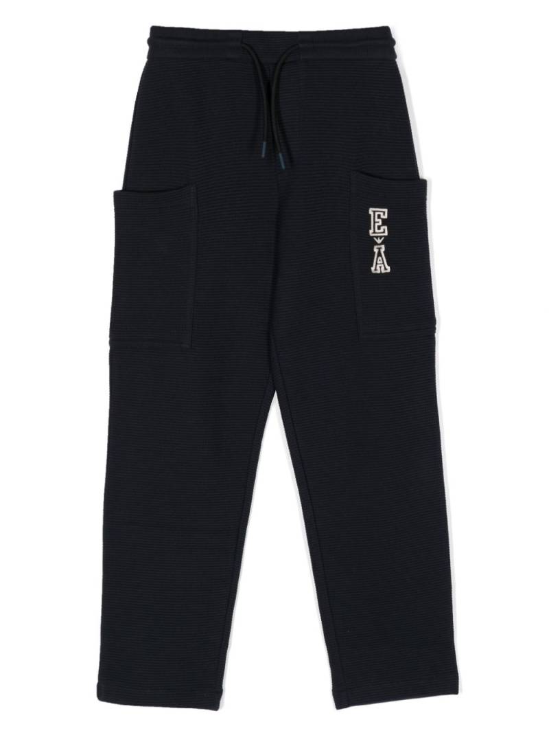 Emporio Armani Kids logo-appliqué cotton track pants - Blue von Emporio Armani Kids