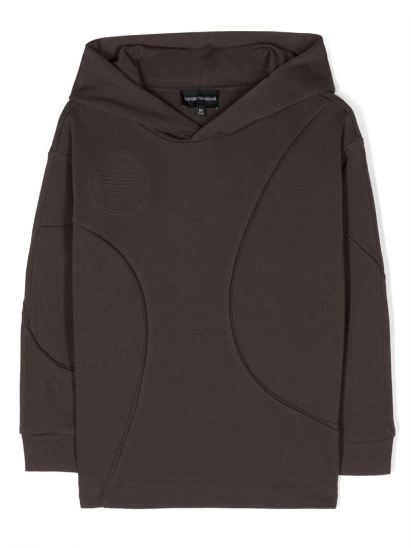 Emporio Armani Kids logo-debossed jersey hoodie - Brown von Emporio Armani Kids