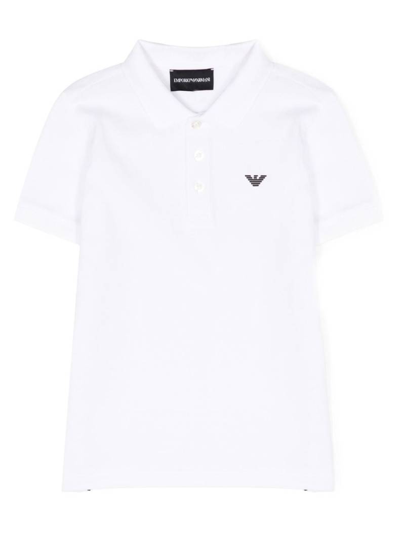 Emporio Armani Kids logo-embossed cotton polo shirt - White von Emporio Armani Kids