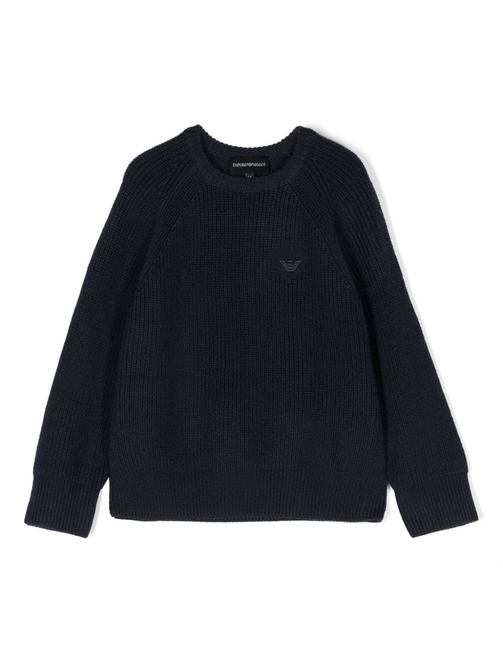 Emporio Armani Kids logo-embroidered chunky-knit jumper - Blue von Emporio Armani Kids