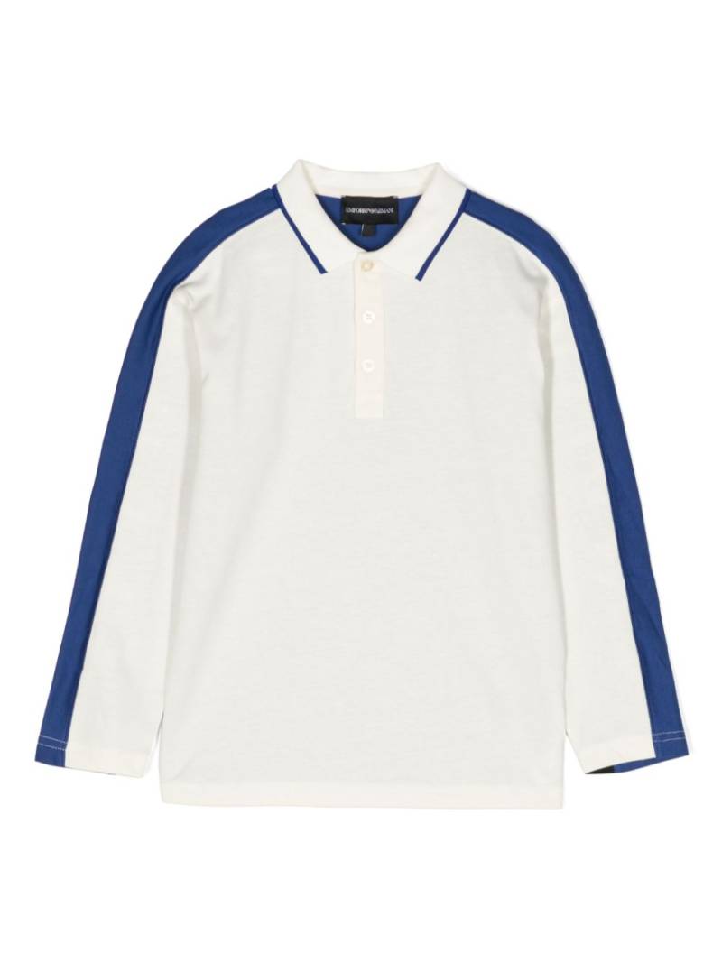 Emporio Armani Kids logo-embroidered colour-block polo shirt - White von Emporio Armani Kids