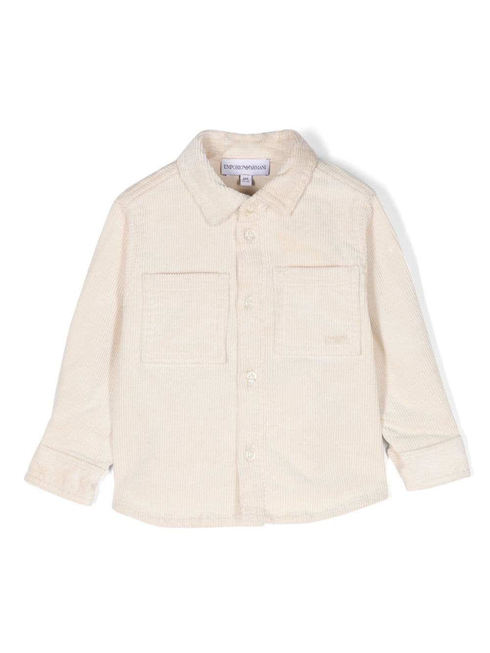 Emporio Armani Kids logo-embroidered corduroy shirt - Neutrals von Emporio Armani Kids