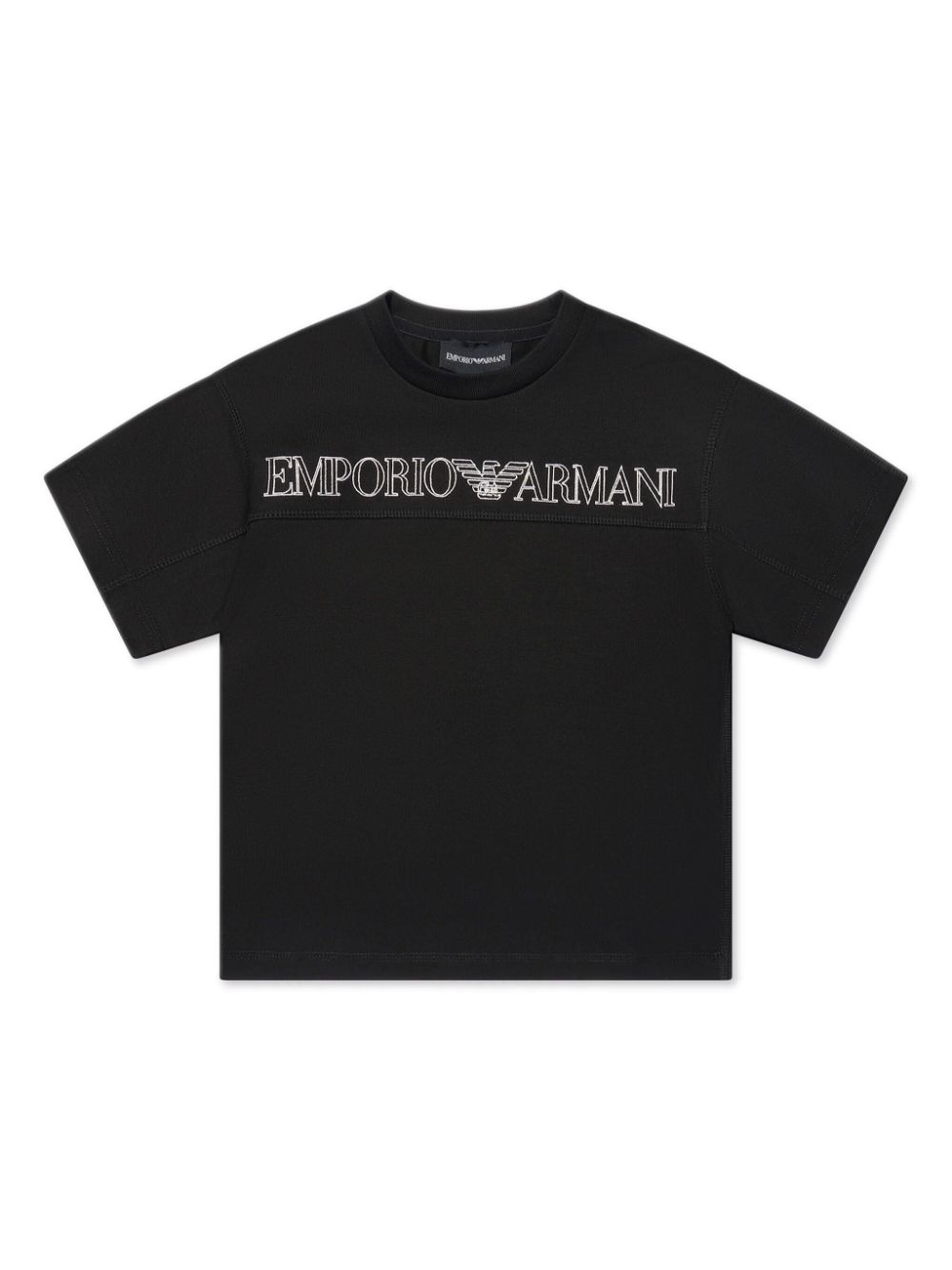 Emporio Armani Kids logo-embroidered cotton T-shirt - Black von Emporio Armani Kids