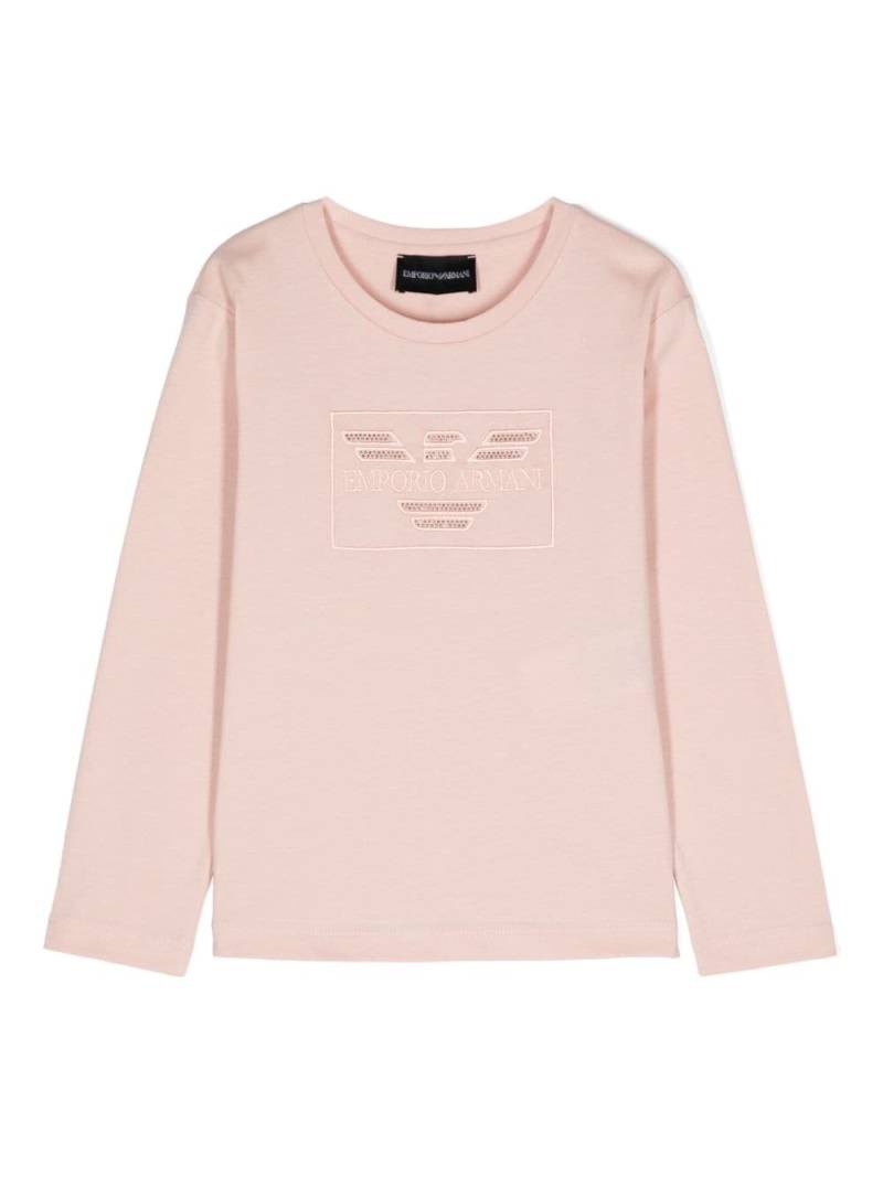 Emporio Armani Kids logo-embroidered cotton T-shirt - Pink von Emporio Armani Kids